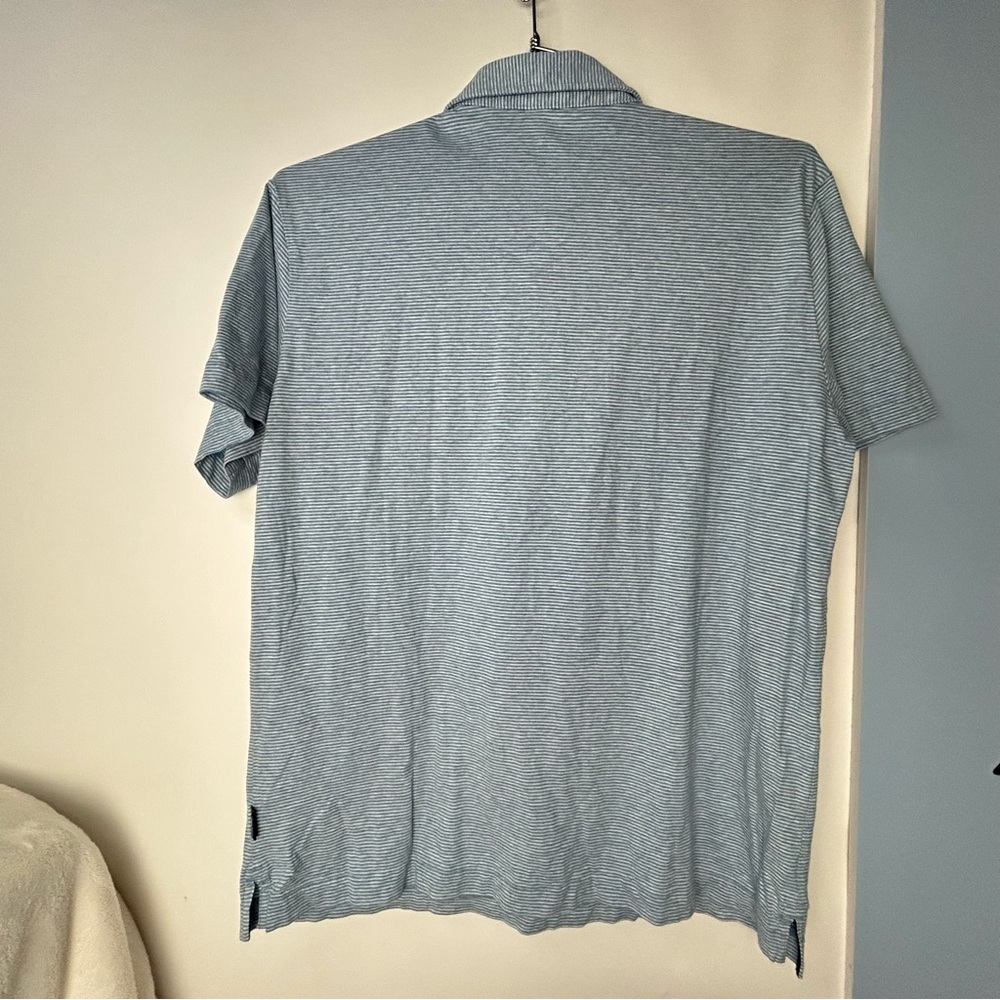 Patagonia Blue Striped Polo Shirt Short‎ Sleeve Casual Men's Large - Picture 14 of 15
